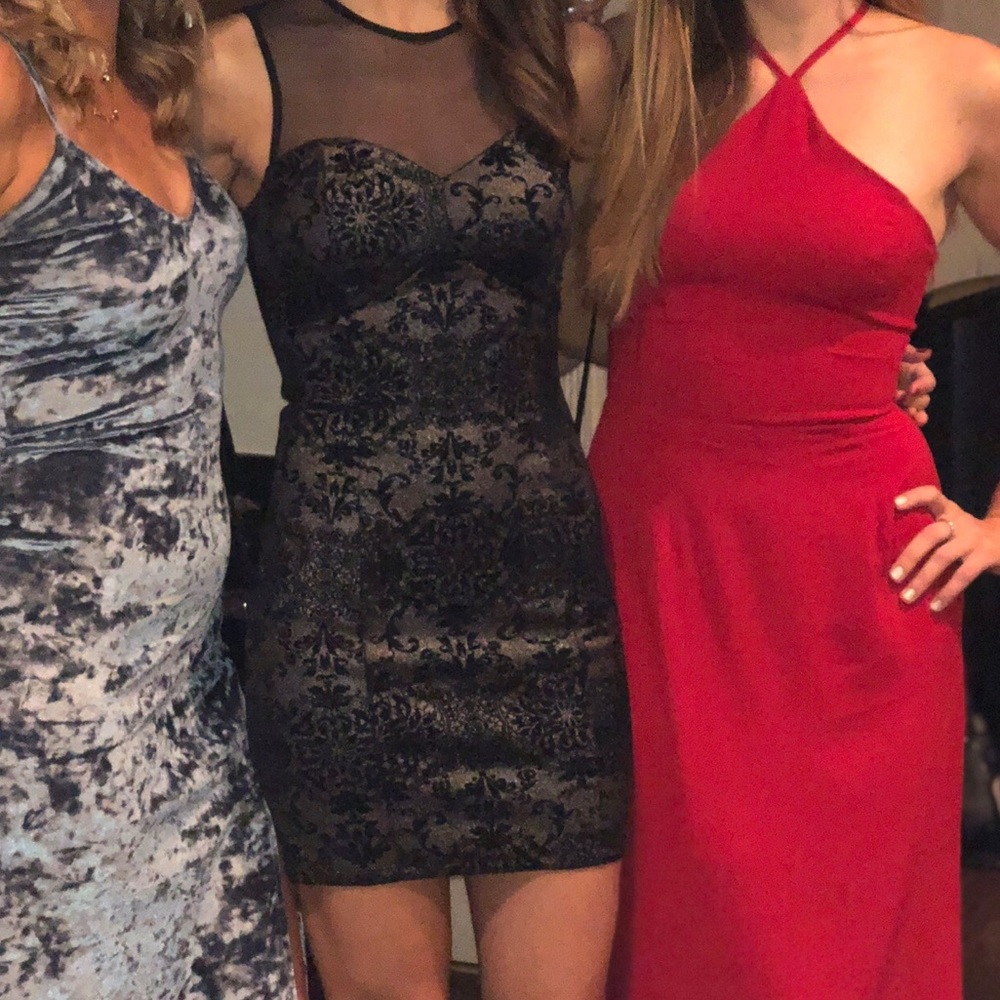 Black and Silver Metallic Cocktail Dress